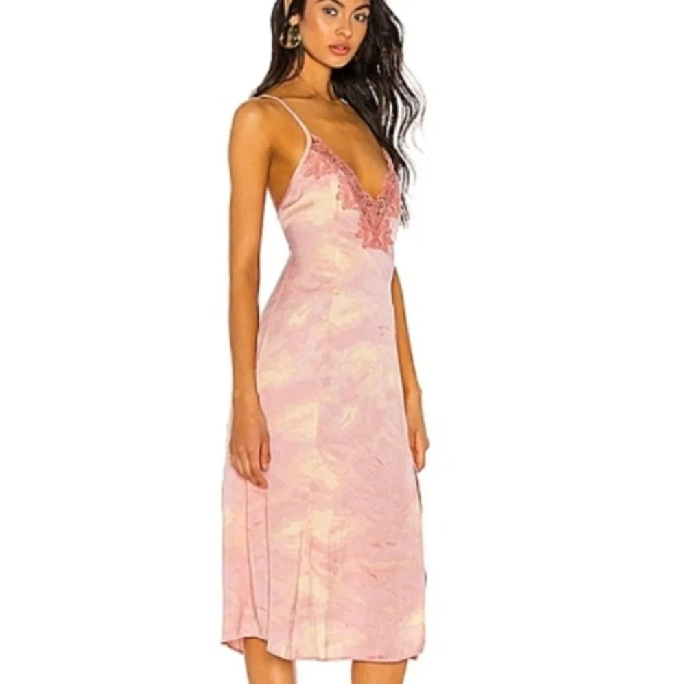 Free People Intimately Chasing Shadows Slipdress Pink Wash Combo Size Medium